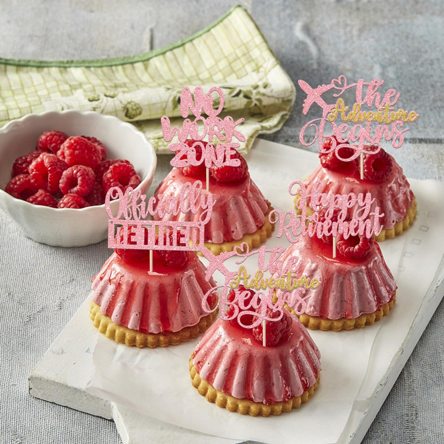 Rssta i Cupcake Toppers, Happy Retirement Theme, Pink Paper Picks, 24 Pack