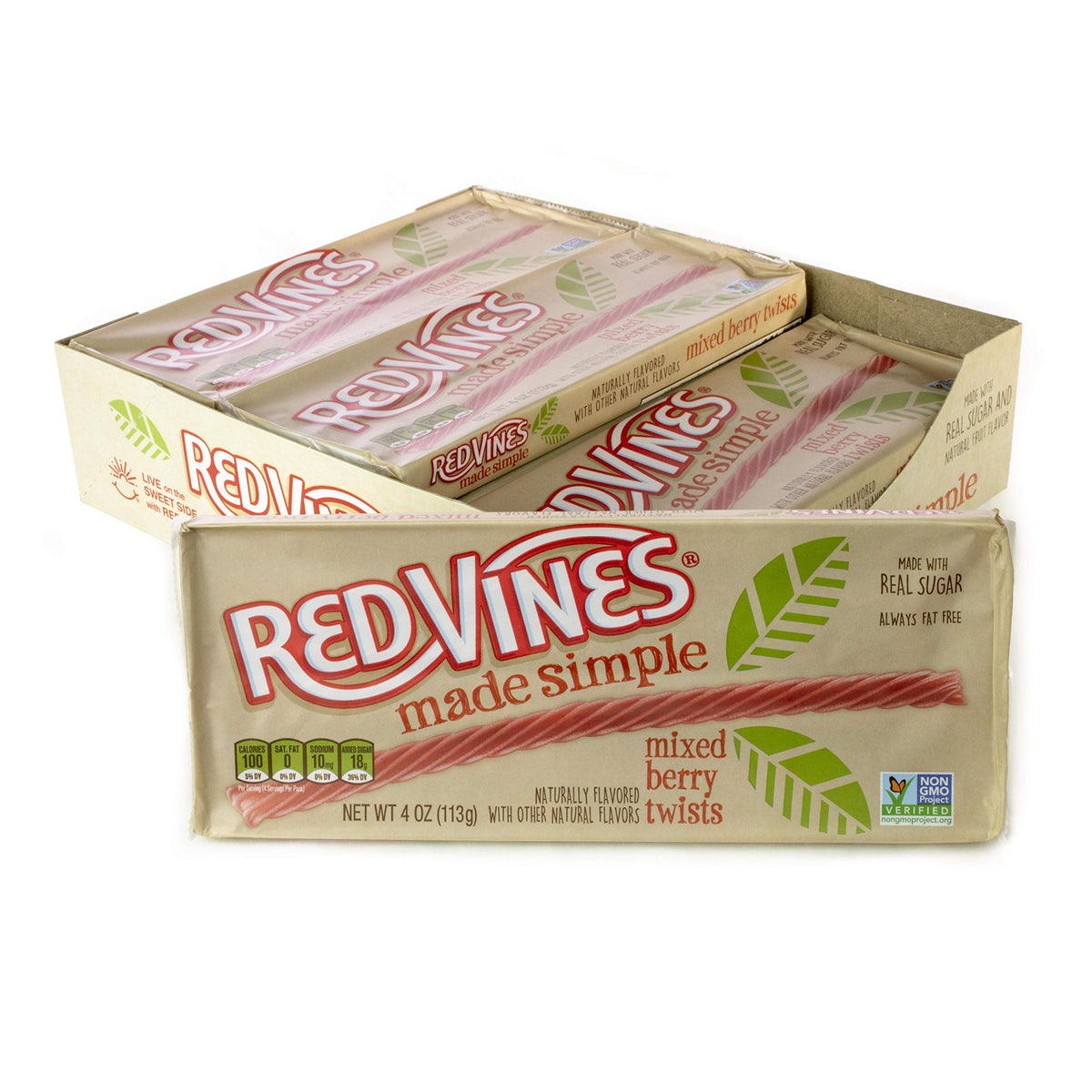 Red Vines Made Simple Licorice Twists, Mixed Berry Flavor, Soft & Chewy Candy, 4Oz Tray (9 Pack)
