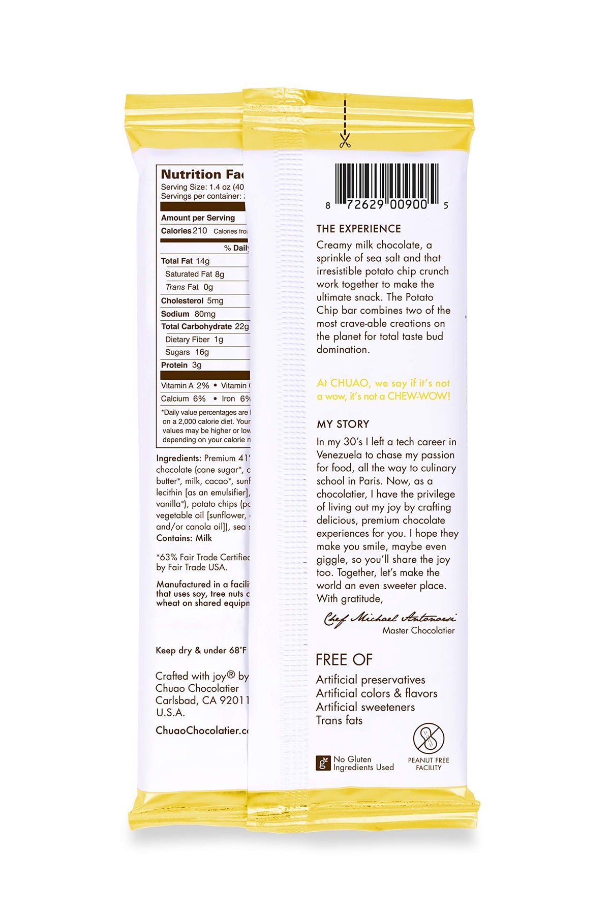 Chuao Chocolatier Potato Chip Milk Chocolate Bars | Gourmet No Preservatives | For Gift Baskets, Christmas, Birthday, Thank You, Care Package | 12 Ct
