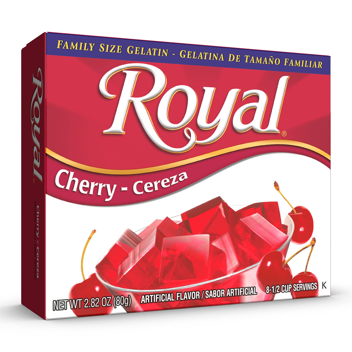 Royal Bilingual Gelatin, Fat Free Dessert Mix, Cherry (12 - 2.8 Oz Boxes)