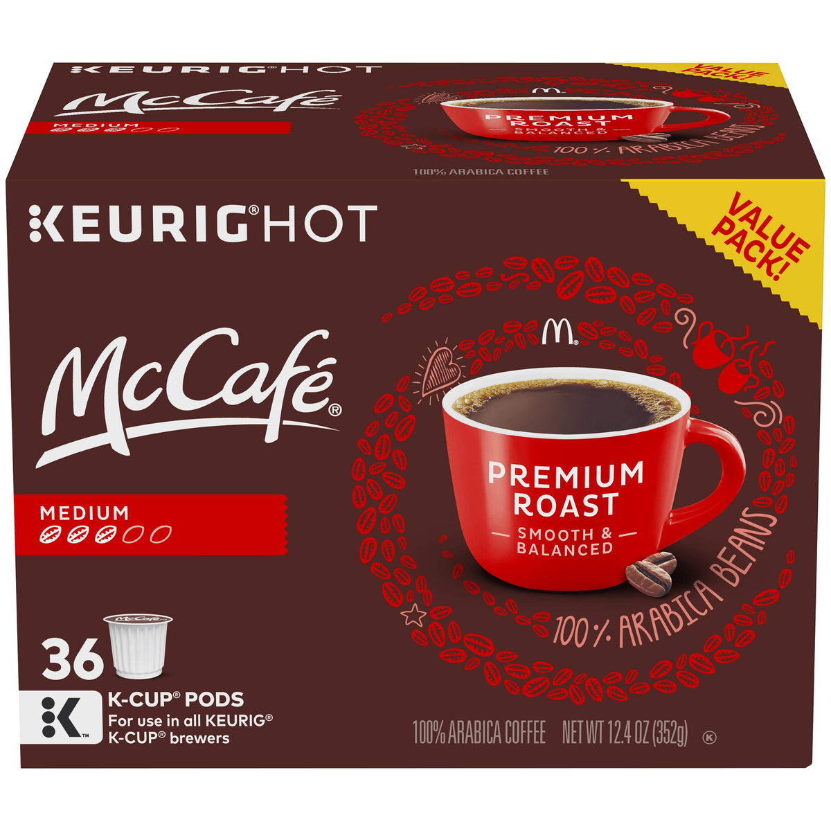 Mccaf   Premium Roast, Keurig Single Serve K-Cup Pods, Medium Roast Coffee Pods, 36 Count