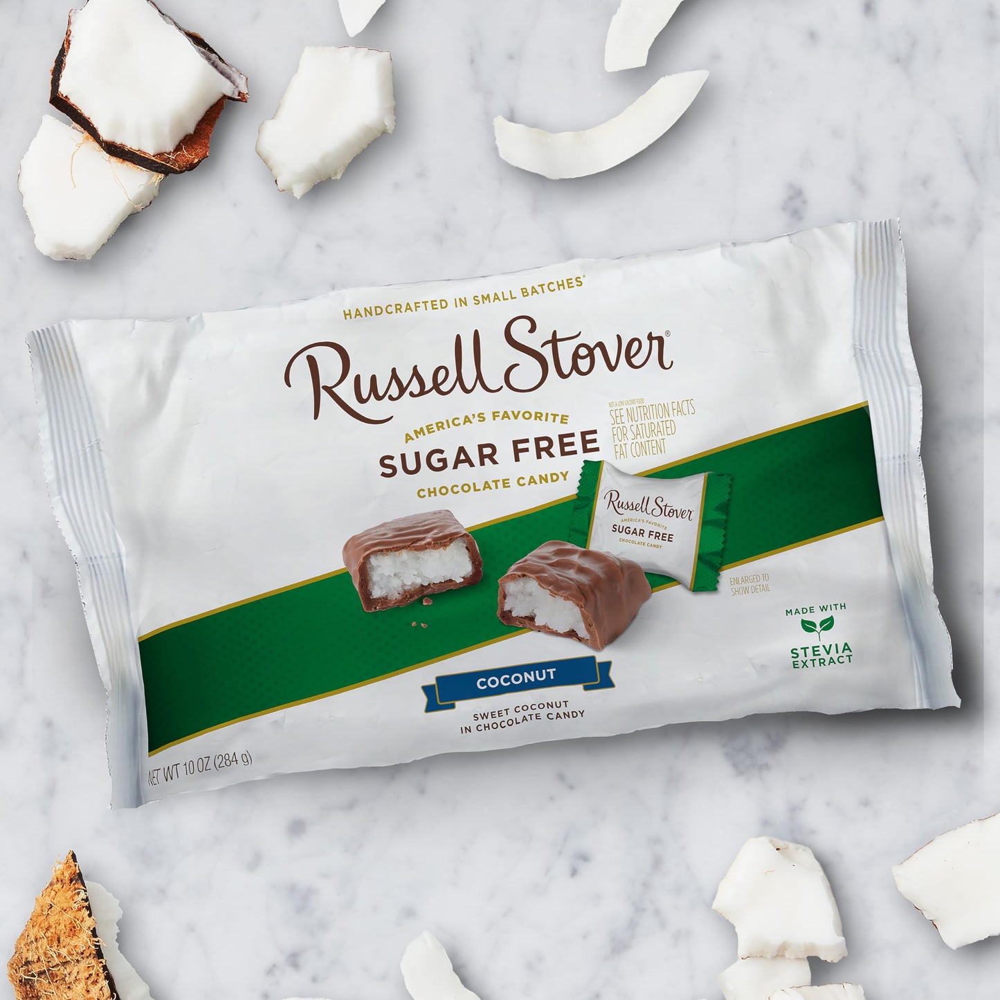 Russell Stover Sugar-Free Coconut Laydown Bag, 10 Ounce, Brown, Model 9642