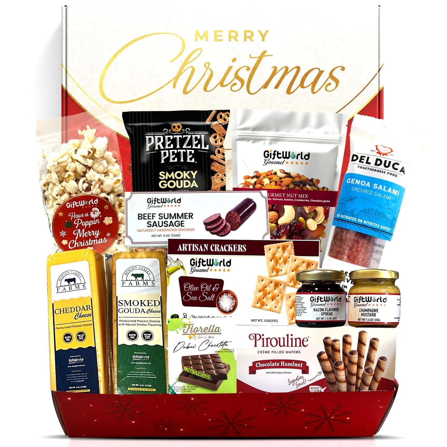 Christmas Gift Basket  Meat and Cheese Gift Baskets for Men and Women - Delicious Condiments with Dubai Chocolate  Charcuterie Food Gift Basket  Christmas Food Gifts in Christmas Gift Box (12-item Bundle)