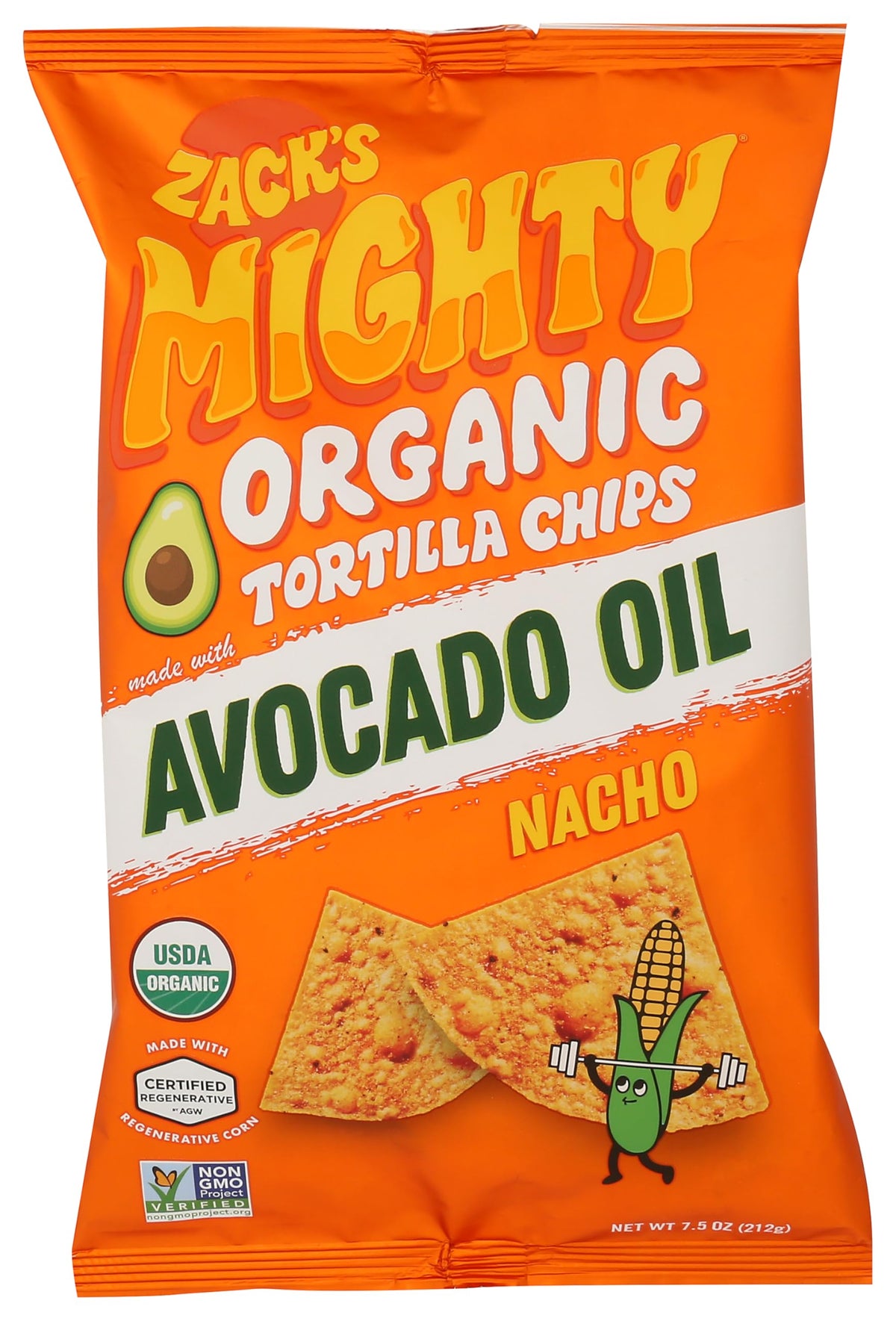 Zacks Mighty Organic Avocado Oil Nacho Tortilla Chips, 7.5 OZ