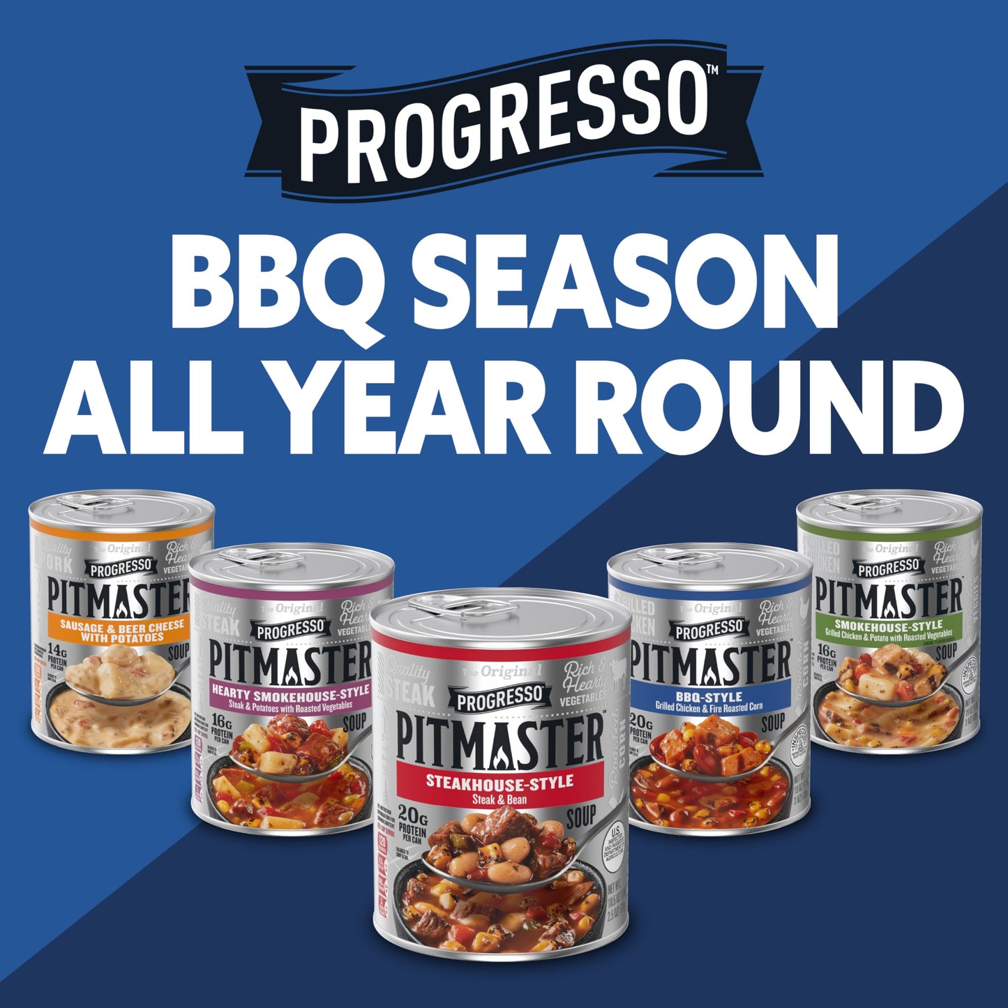 Progresso Pitmaster Hearty Smokehouse Style  Steak and Potatoes with Roasted Vegetables  Gluten Free  Canned Soup  18.5 oz
