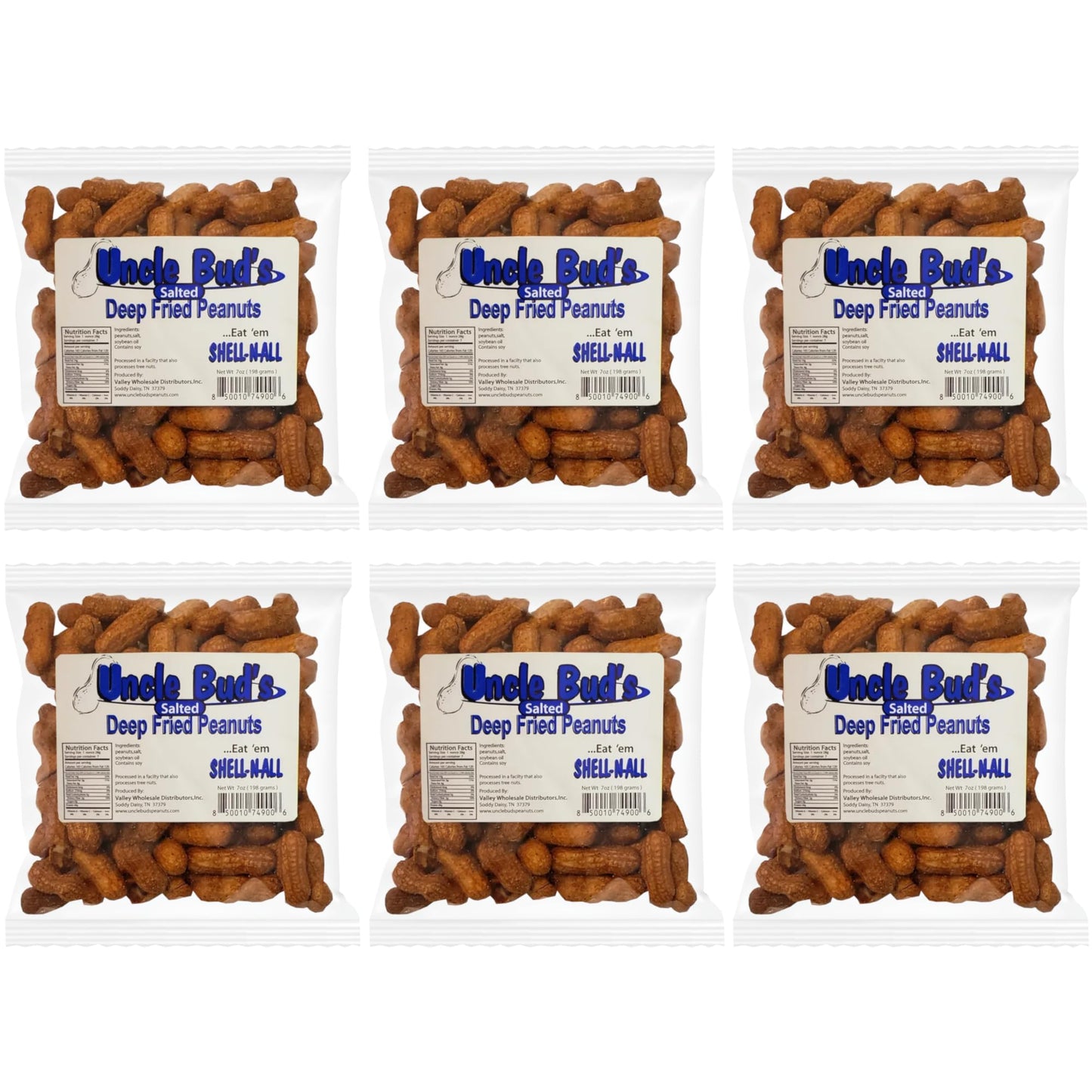 Deep Fried Peanuts -Eat Em Shell & All! (Salted) 6 Pack