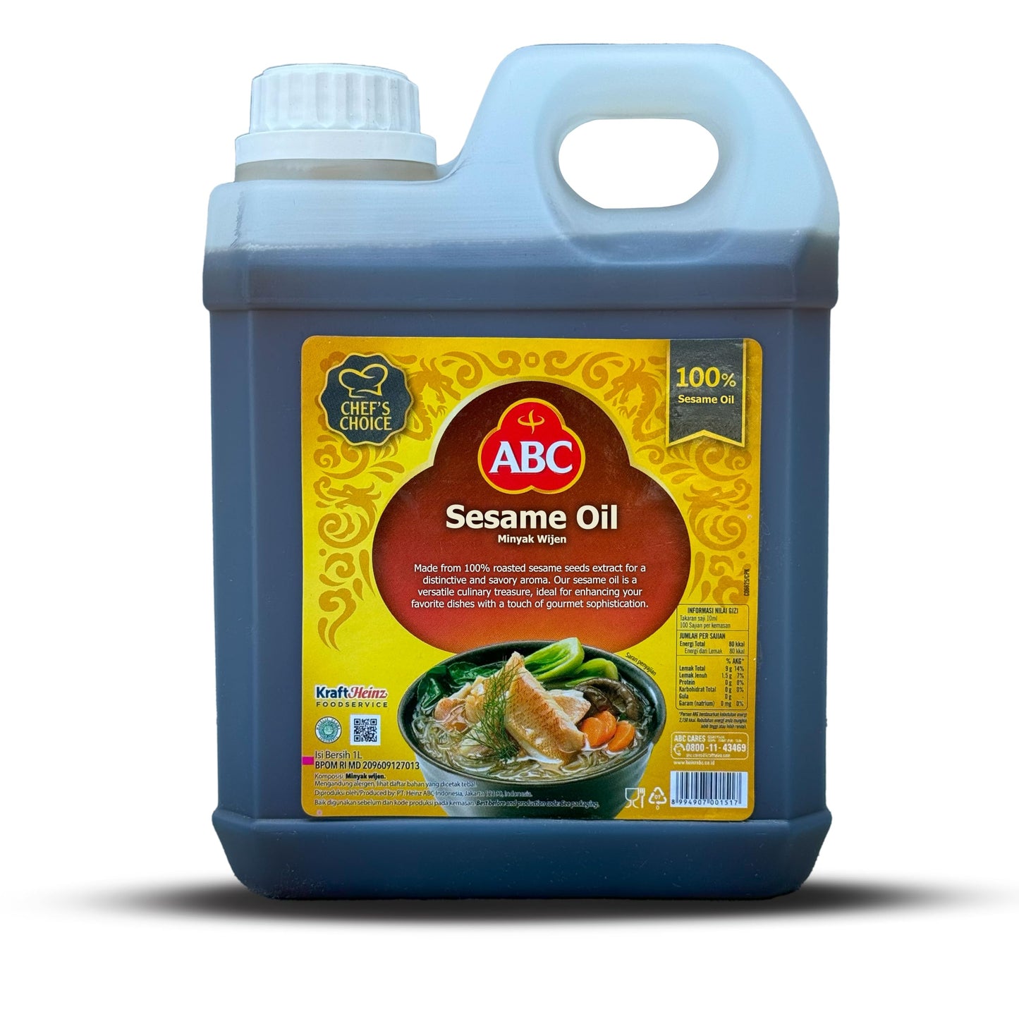 ABC 100% Pure Roasted Sesame Oil, 1 Liter (33.81 Fl Oz), High Smoke Point, Perfect for Cooking, Stir-Fry, Dressings, Dips, Rich,