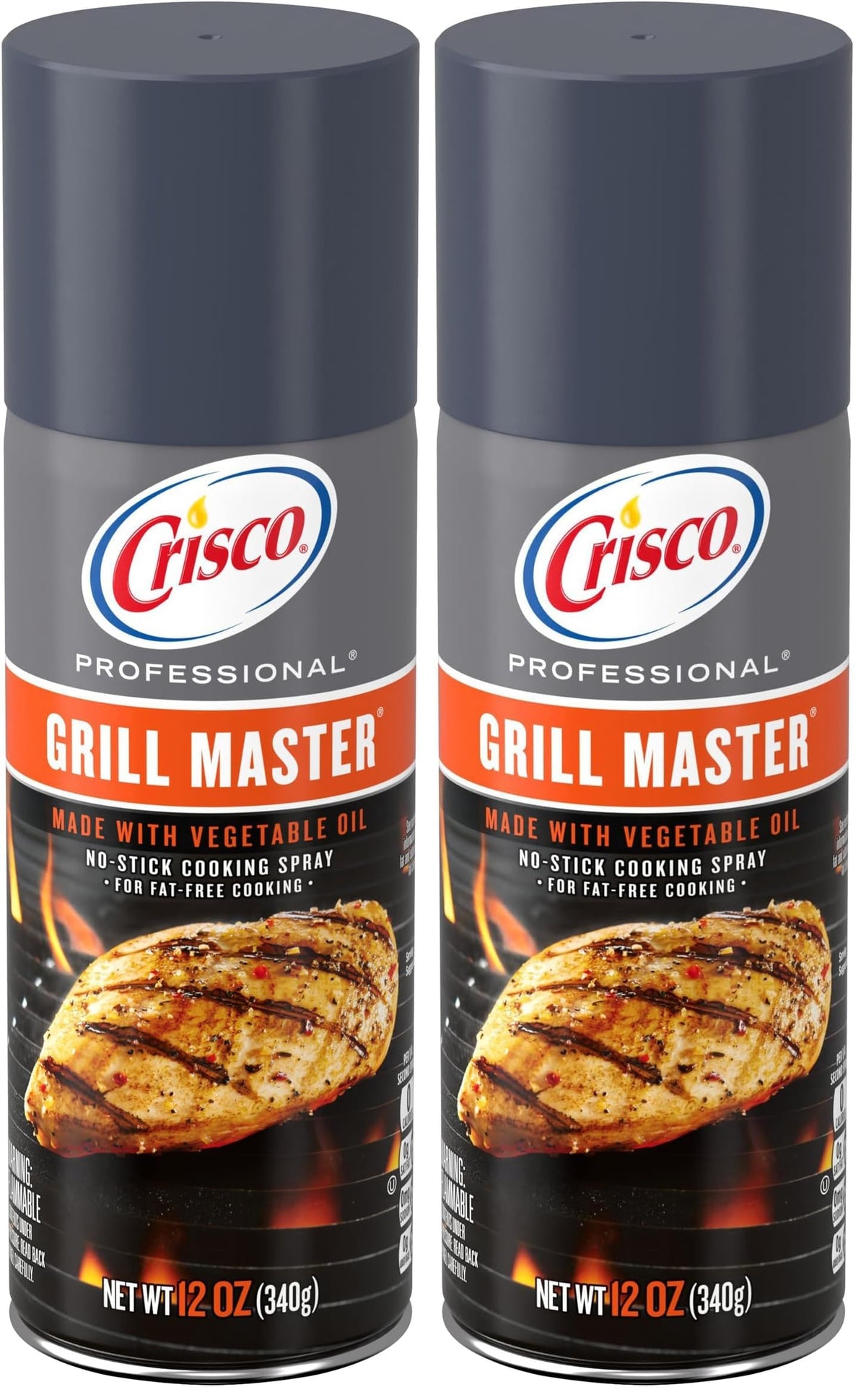 Crisco Cooking Spray, No-Stick | Grill Master | 12 Ounce | Pack of 2