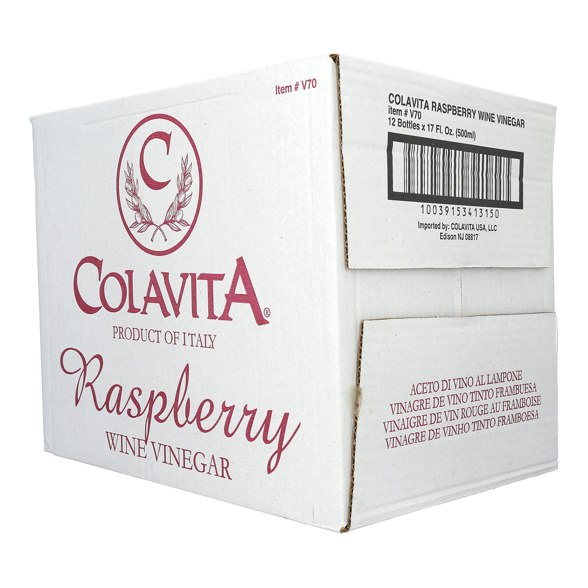 COLAVITA Raspberry Red Wine Vinegar - 17 Fl Oz (Pack of 12)