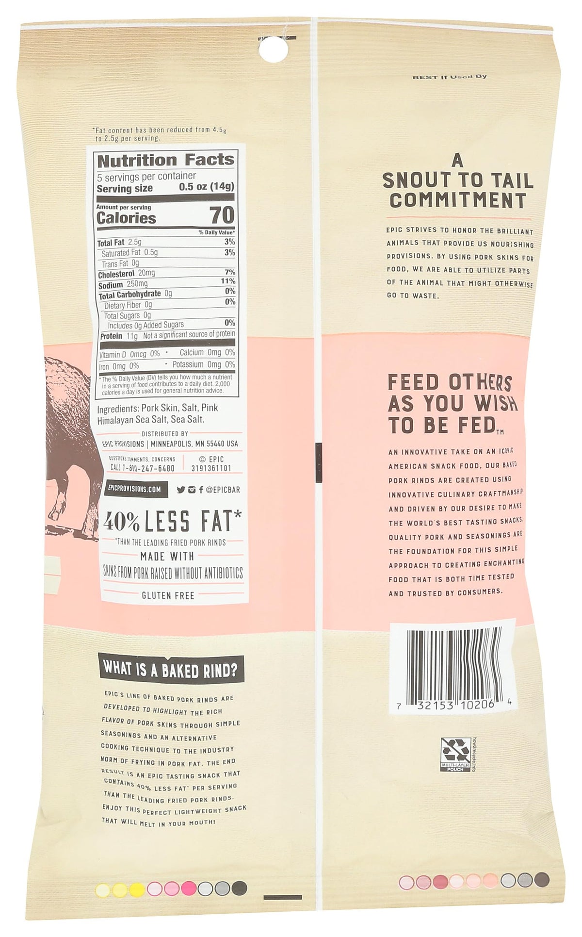 EPIC PROVISIONS Oven Baked Himalayan Sea Salt Pork Rinds, 2.5 OZ