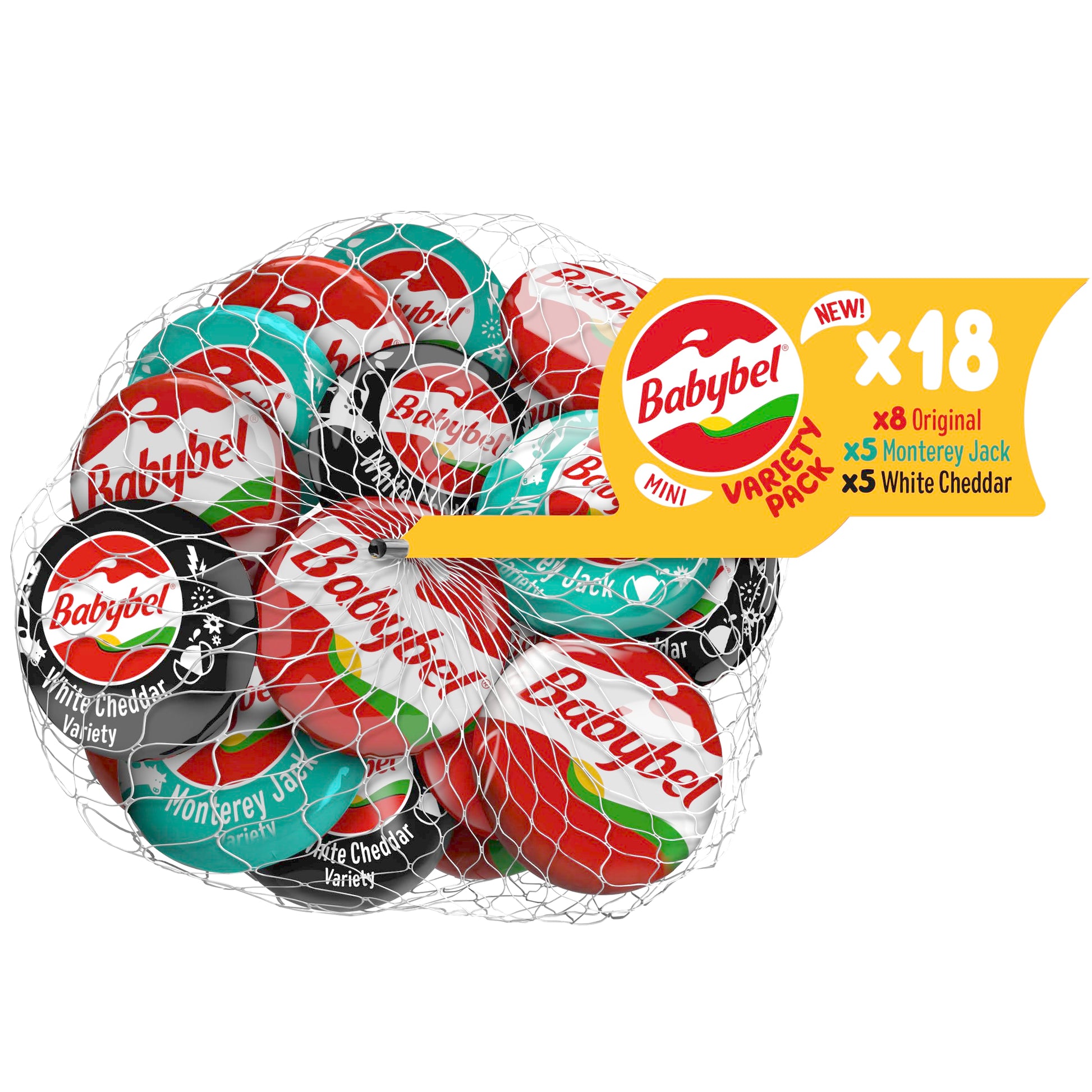 Mini Babybel Variety Net Snack Cheese, 18 Pack (12.7 oz)