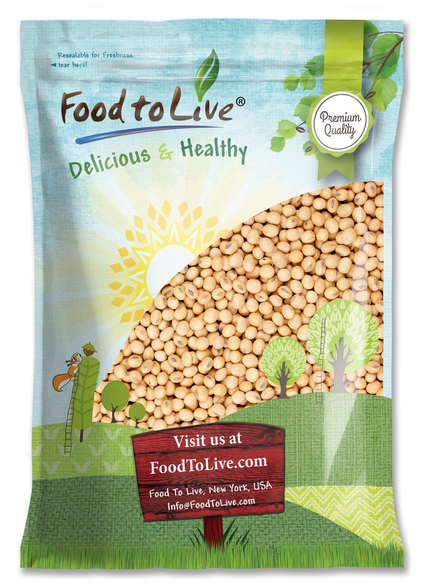 Food to Live Organic Soybeans, 10 Pounds - Dry Soy Beans, Pure and Natural, Nutritious Snack, High-Protein, Perfect for Soy Milk
