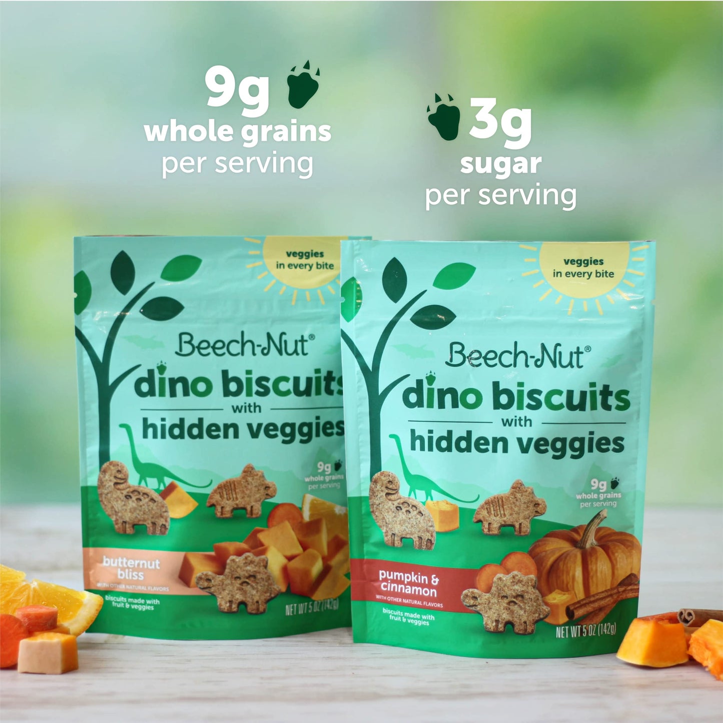 Beech-Nut Toddler Snacks, Dino Biscuits With Hidden Veggies, Butternut Bliss, Non-Gmo Baked Snack For Kids, 5 Oz Bag (7 Pack)