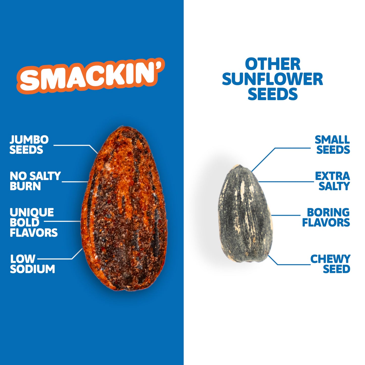 SMACKIN - Jumbo Roasted Sunflower Seeds  No Salty Burn  American Made  Easy Pour & Seal - Backyard BBQ  4oz bag (12 Bags)