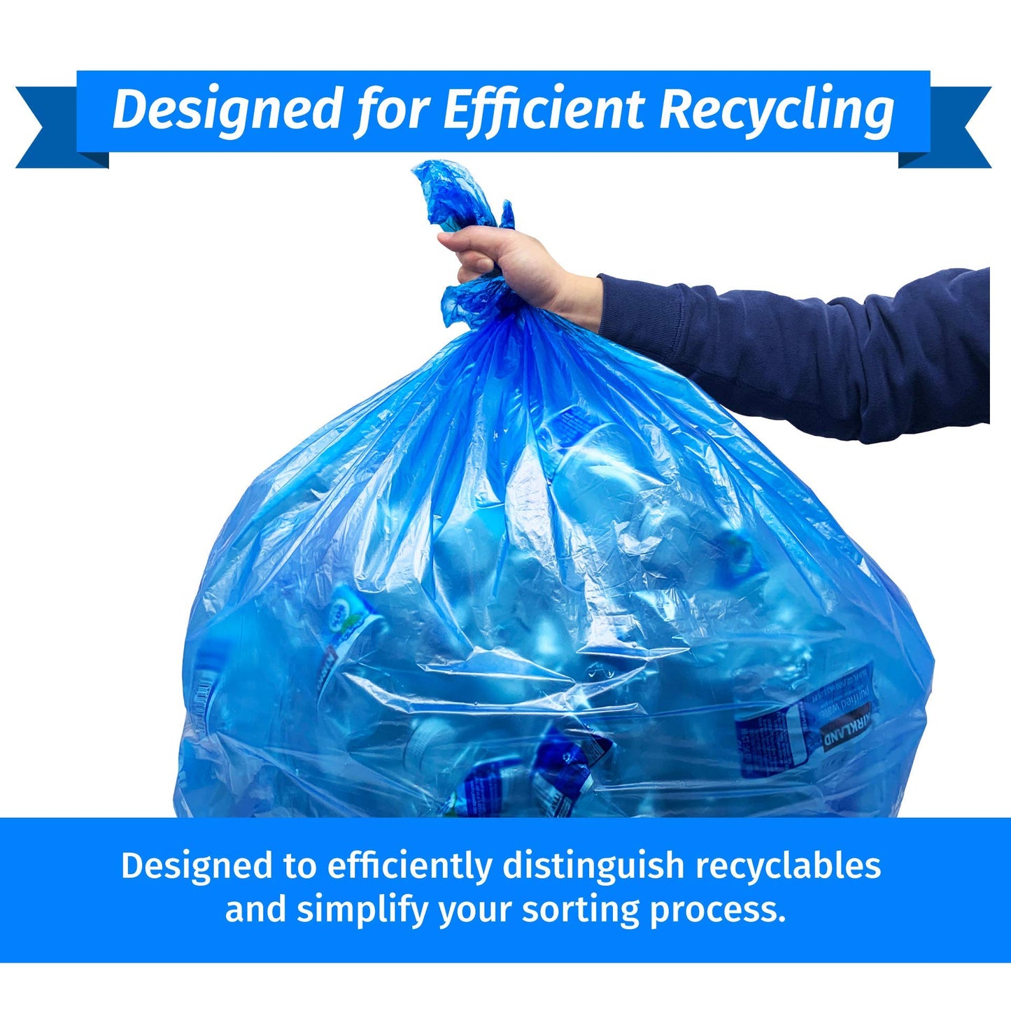 Reli. Supervalue 16-25 Gallon Recycling Bags  120 Count  Blue Trash Bags
