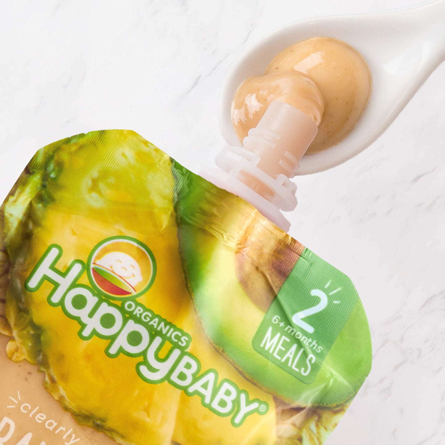 Happy Baby Organics Clearly Crafted Stage 2 Baby Food Bananas, Pineapples, Avocado & Granola, 4 Ounce Pouch (Pack Of 16) (Packaging May Vary)