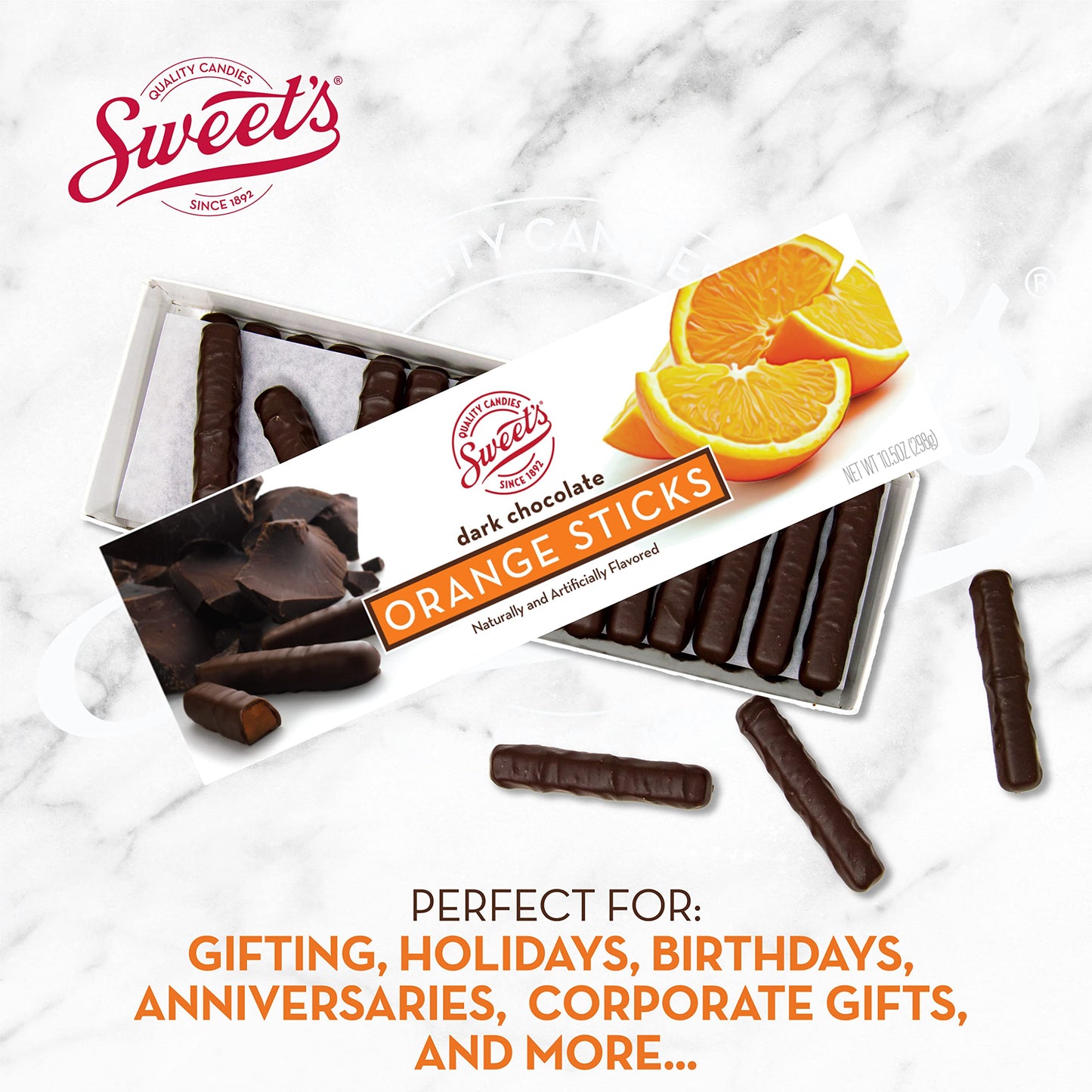 Sweets Dark Chocolate Orange Sticks, 10.5Oz Box