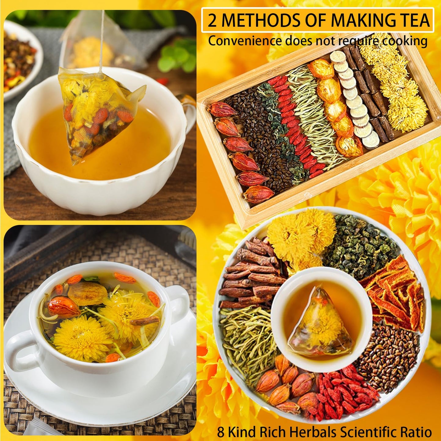 SIRDIKA Goji Berry Chrysanthemum Tea Bags, Vegan & Sugar-Free, Liver Cleanse, 2BOX (30 Bags)