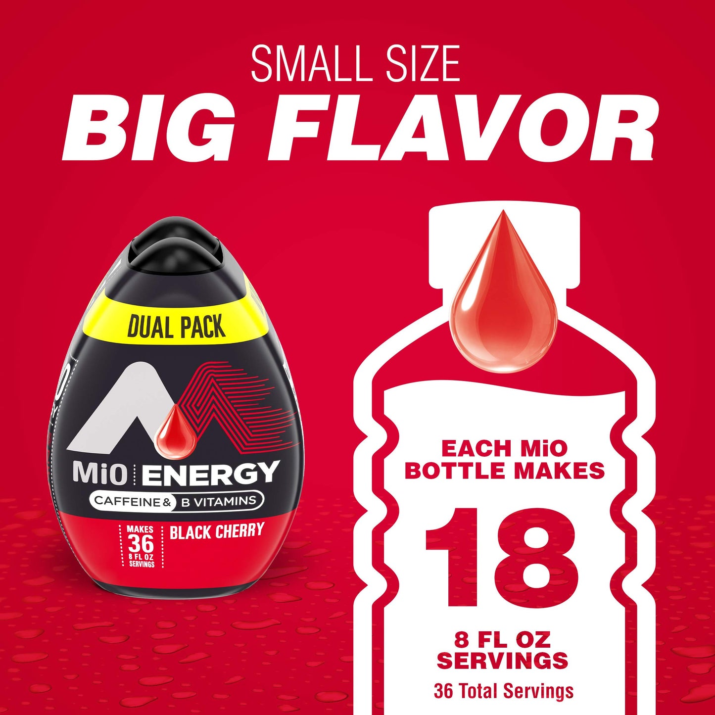 MiO Energy Water Enhancer - Black Cherry Flavor Drops with Caffeine & B Vitamins, 1.62 Fl Oz, Pack of 12