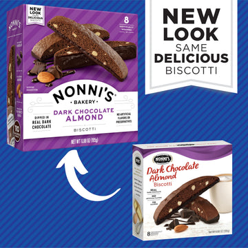 Nonni'S Dark Chocolate Almond Biscotti Italian Cookies - 2 Boxes Dark Chocolate Cookies - Biscotti Individually Wrapped Cookies