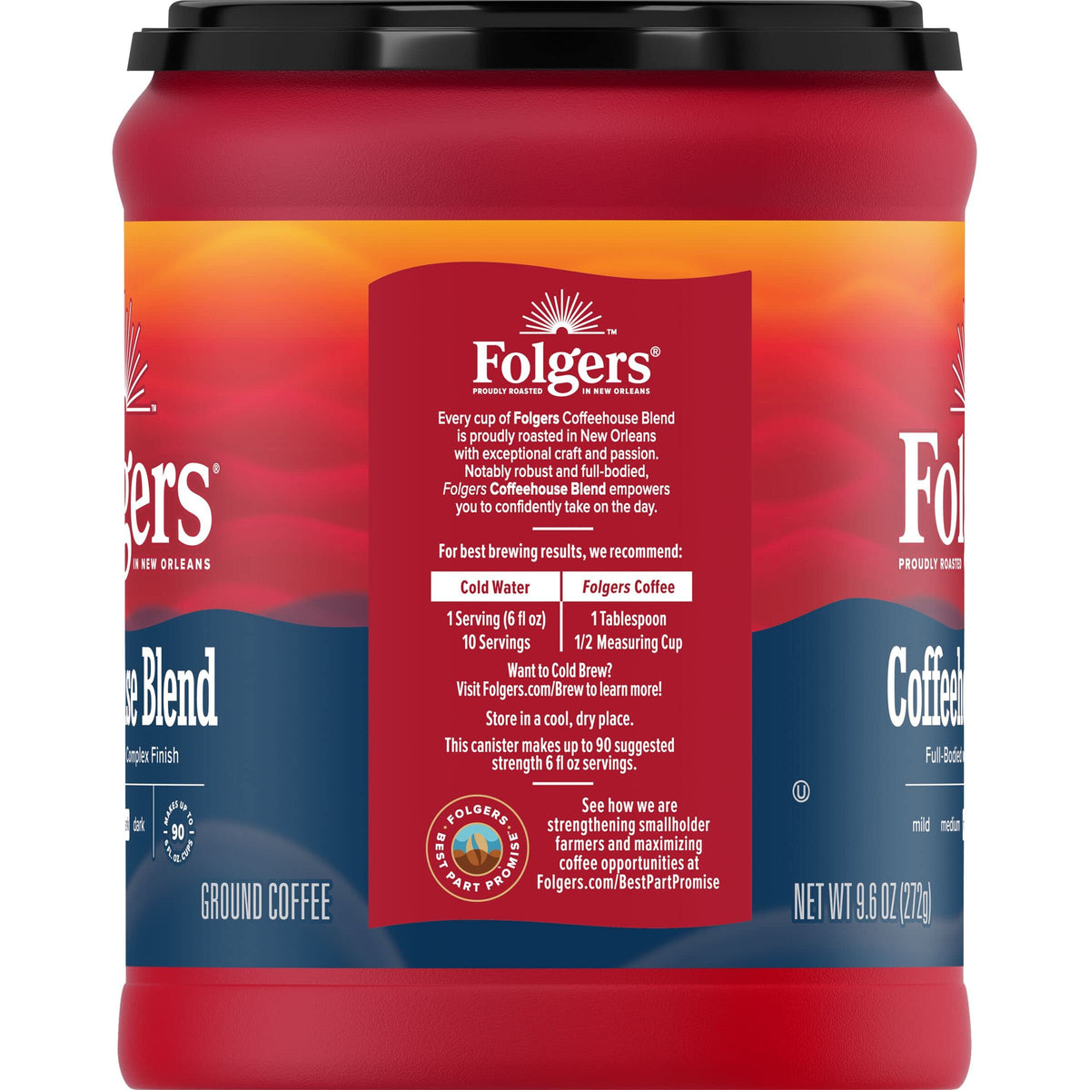 Folgers Coffeehouse Blend Ground Coffee, Medium-Dark Roast, 9.6 Ounces