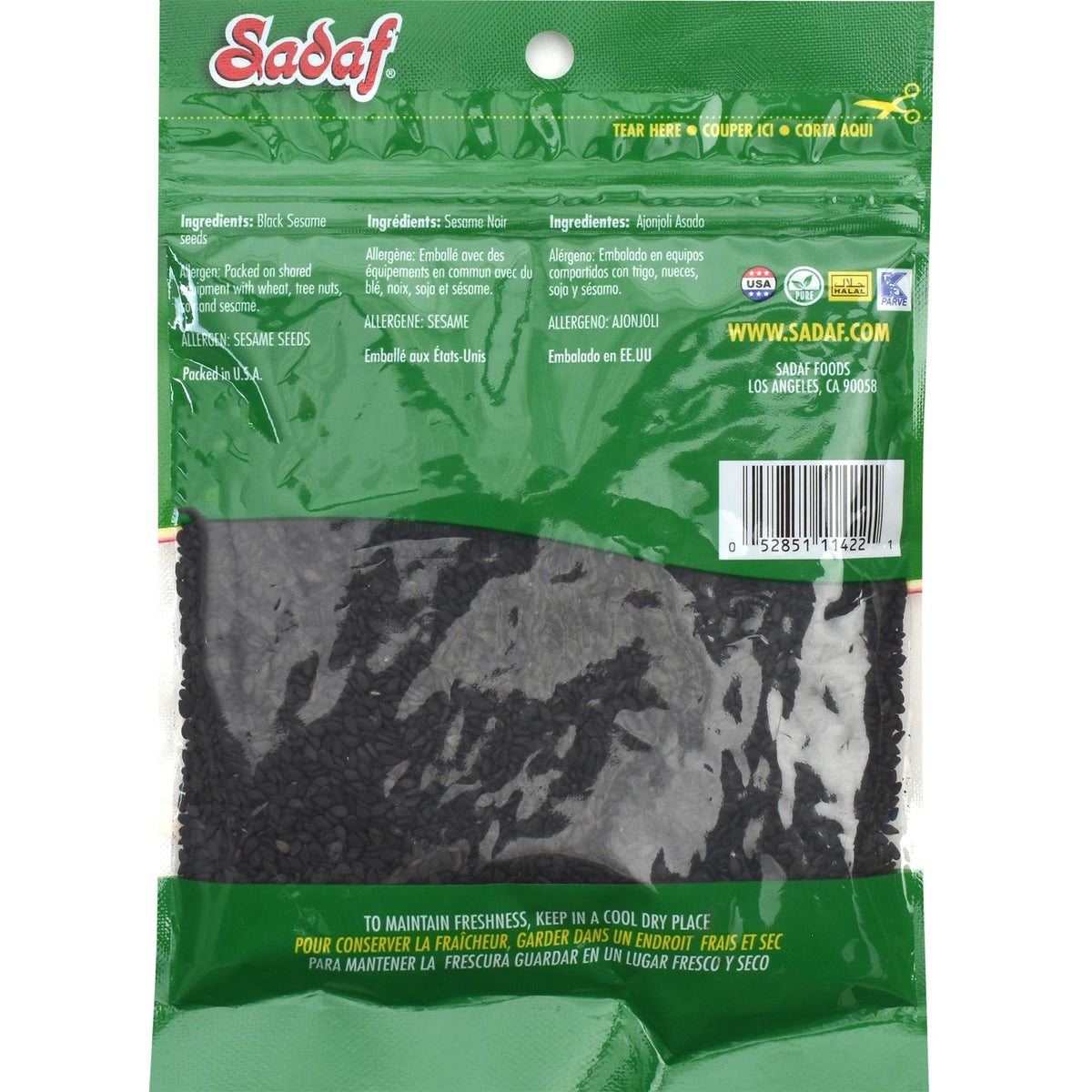 Sadaf Black Sesame Seeds for Cooking - 3 Oz Resealable Bag - Kosher