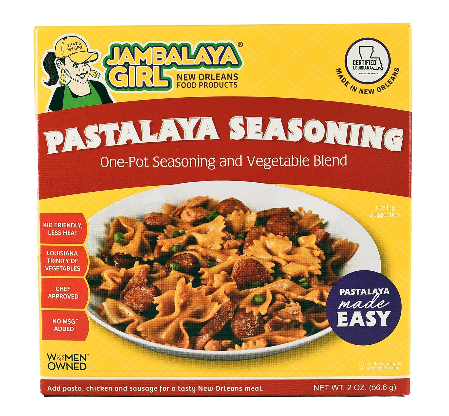 Jambalaya Girl Seasoning - One Pot Seasoning - For Jambalaya and Pastalaya - No Rice Just Spice and Vegetables - 2 oz (4 Pack)