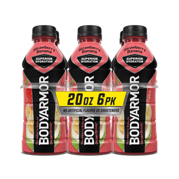 Bodyarmor Sports Drink Sports Beverage, Strawberry Banana, Coconut Water Hydration, Natural Flavors With Vitamins, Potassium-Packed Electrolytes, Perfect For Athletes, 20 Fl Oz (Pack Of 6)