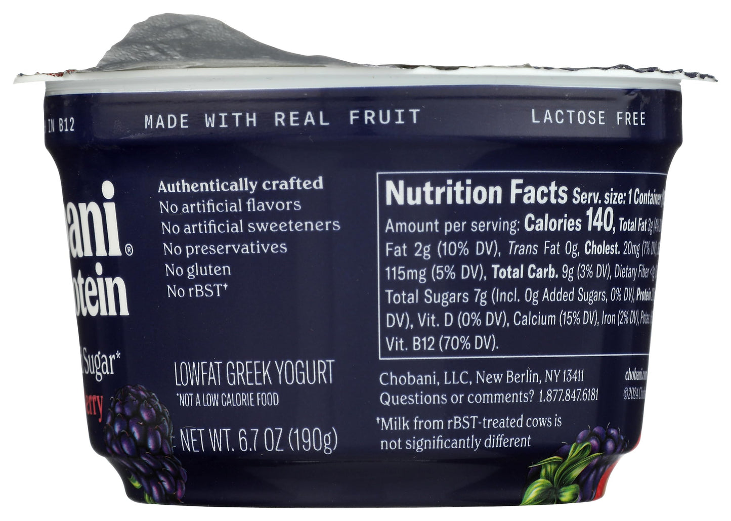 Chobani 20g Protein Lowfat Greek Yogurt Cherry Berry 6.7oz