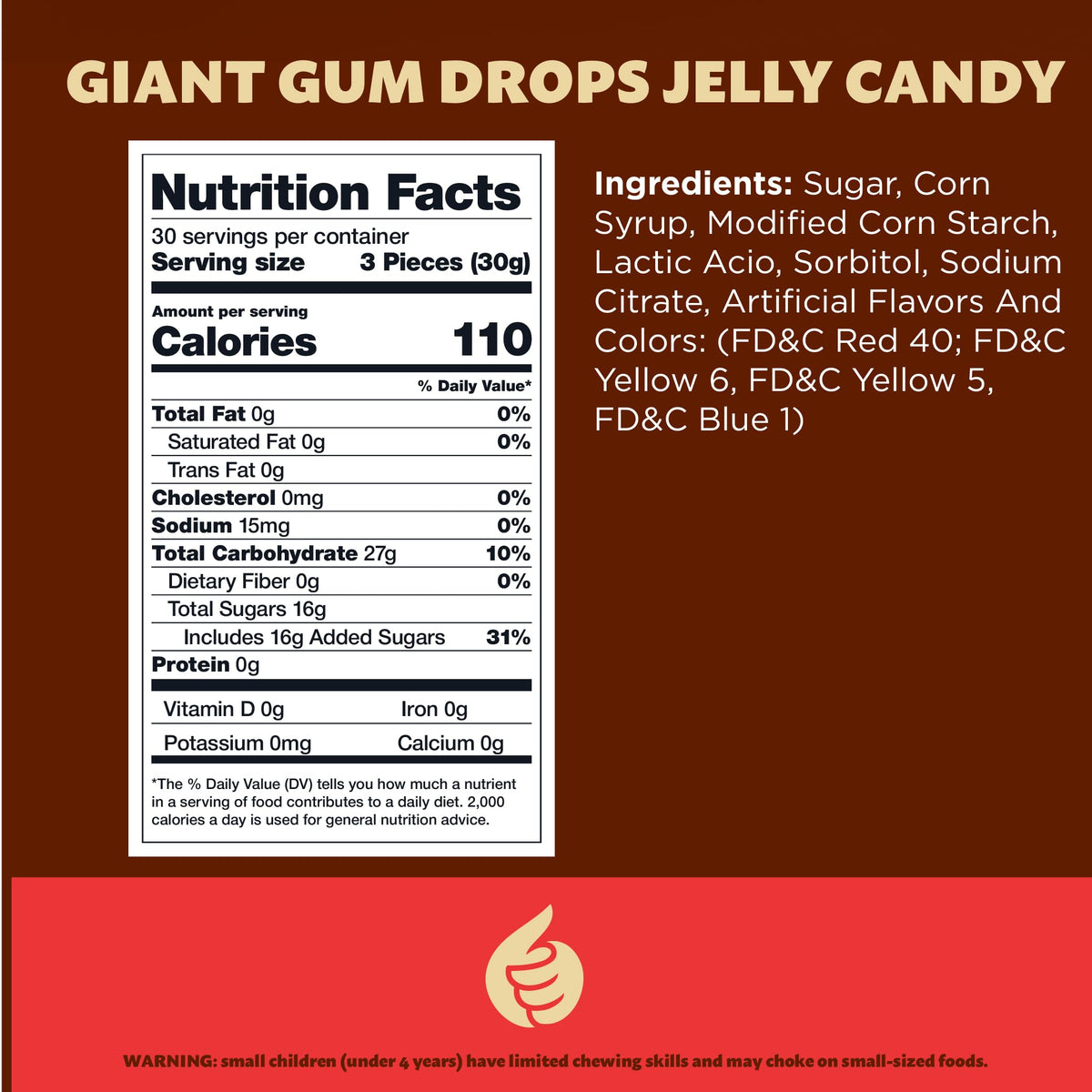 Giant Gum Drops Jelly Candy, Assorted Fruit And Licorice Flavors, 2-Pound Pack
