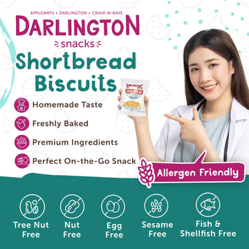 Darlington Shortbread Cookies Individually Wrapped Classic Soft Butter Cookies, 20 pk, 1 oz Single Serve Packs for Gifting, Lunc