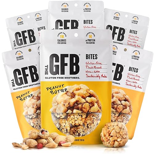 The Gluten Free Brothers Peanut Butter Bites - Gluten Free Protein Balls - Non Gmo, Soy Free, Vegan - Snack Size Plant Based Pro