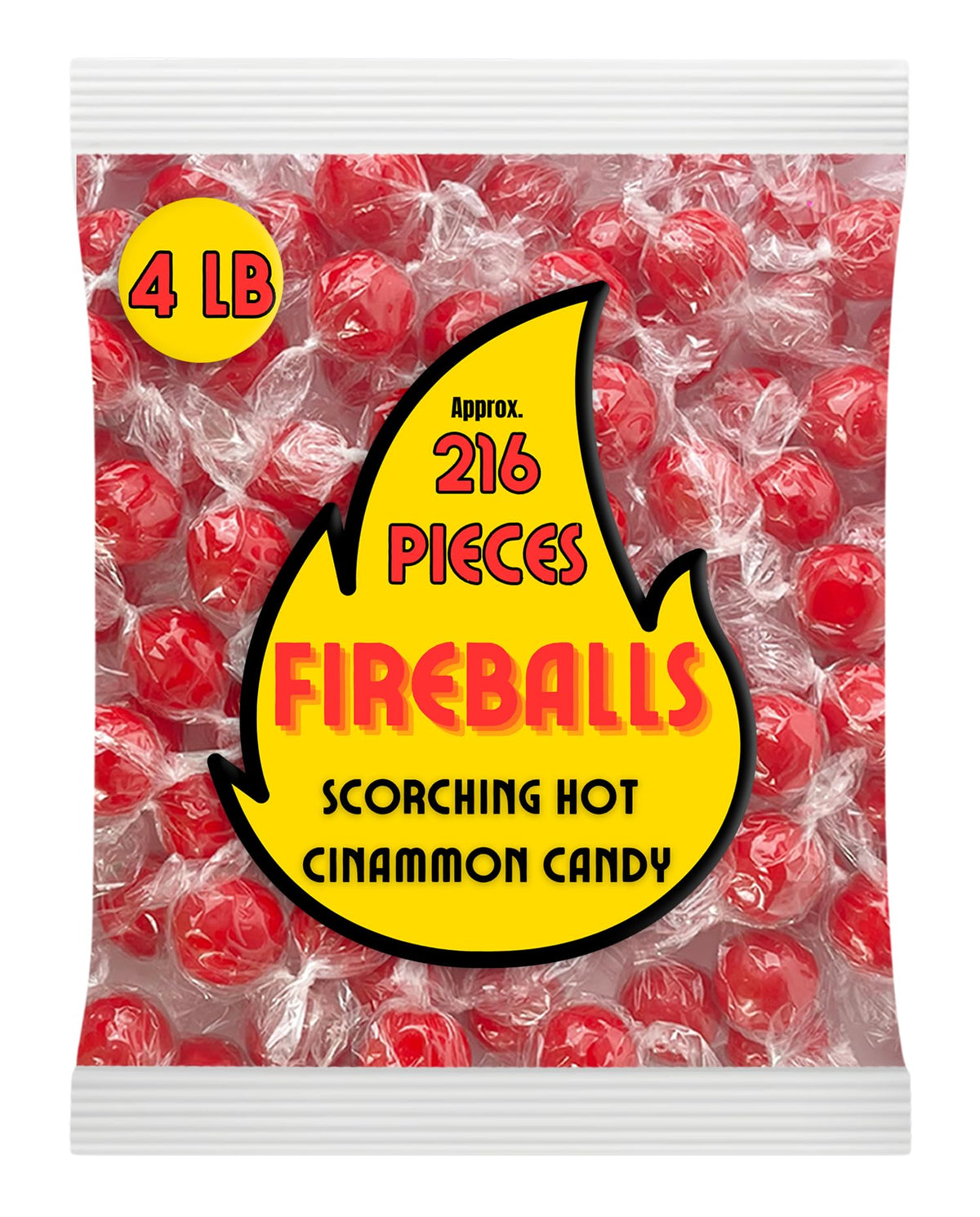 Fireball Candy Bulk - 4 Lb Red Hot Jawbreaker Candy - Cinnamon Hard Candy Individually Wrapped - Old Fashioned Candy - Red Hot C