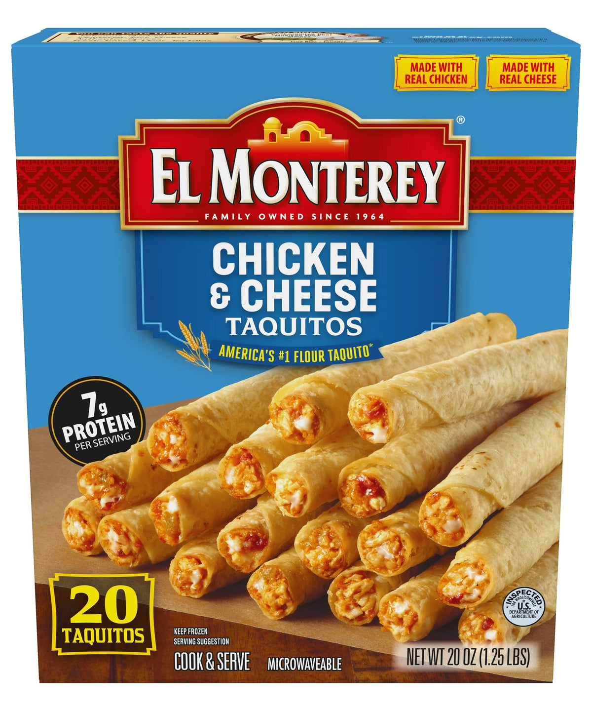 El Monterey Taquitos Flour, Chicken and cheese Box, 20 Oz