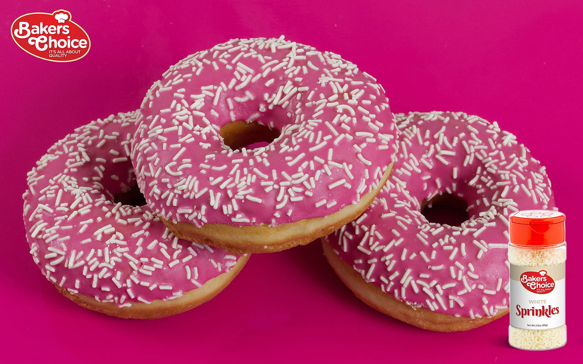 Bakers Choice White Jimmies Sprinkles - Dairy Free, Kosher, 2.8 oz.