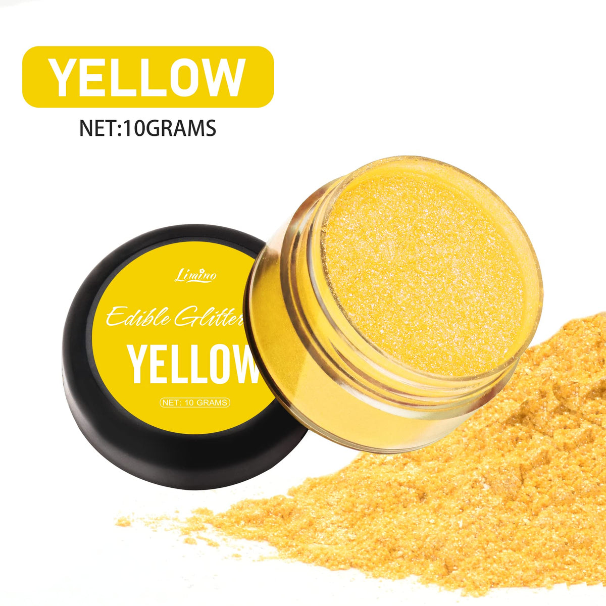 Limino Edible Glitter - 10g Metallic Luster Dust for Cake Decorating, Baking, Icing, Candy - Yellow