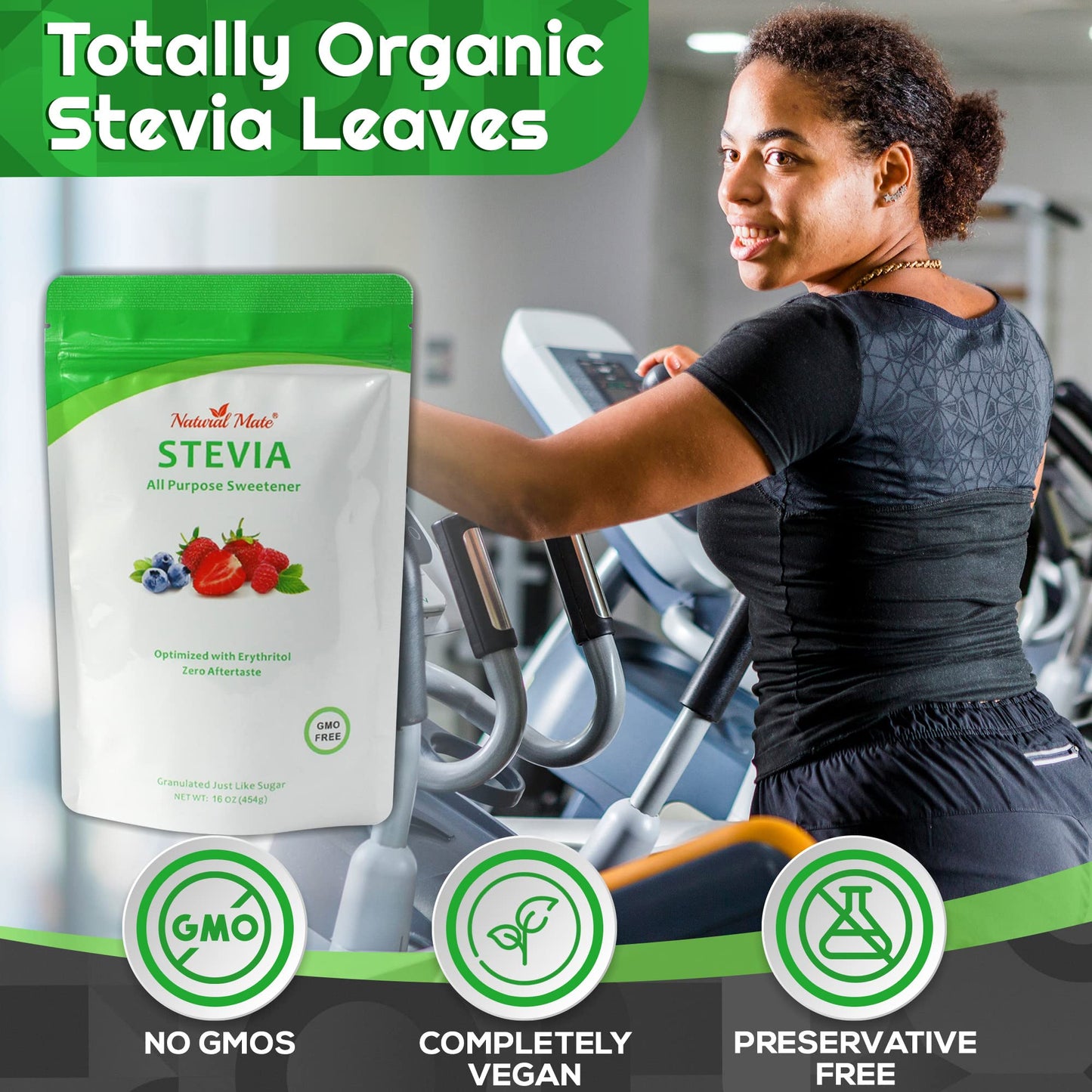 Natural Mate Granular Sweetener, Stevia And Erythritol, 1 Pound, (Pack Of 3)