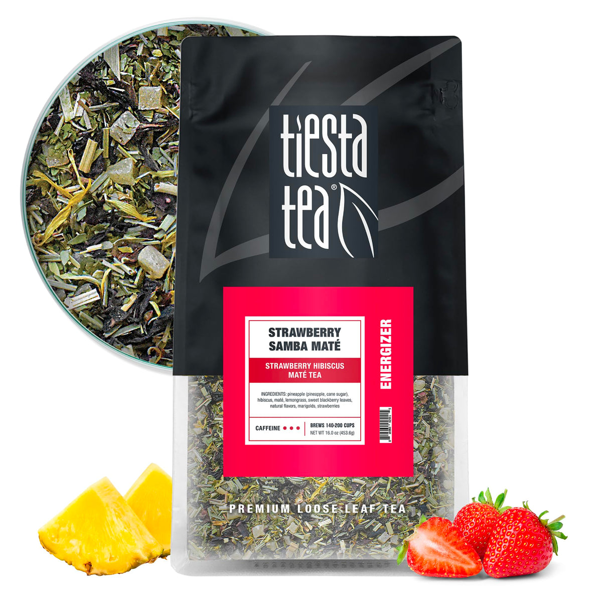 Tiesta Tea - Strawberry Samba Mate - Strawberry Hibiscus Mate Tea - Loose Leaf Tea Blend - High Caffeinated Fruit Tea - Make Hot