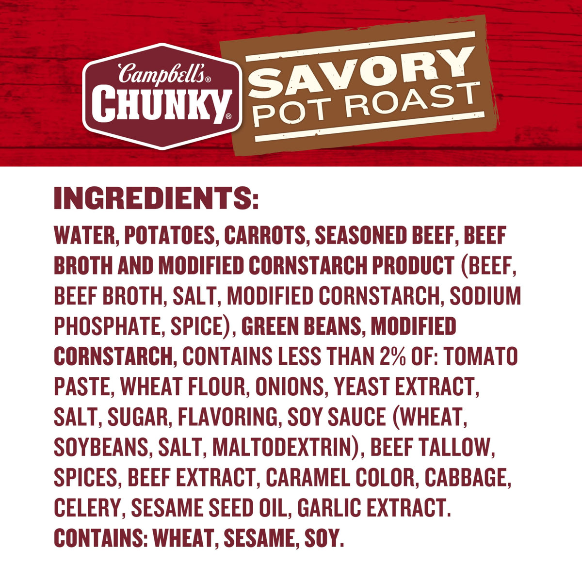 Campbells Chunky Soup, Savory Pot Roast Soup, 18.8 Oz Can (Pack Of 12)