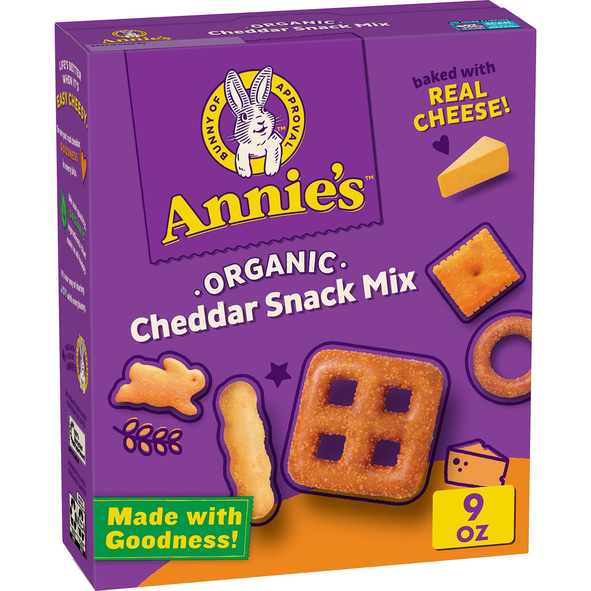 Annies Cheddar Snack Mix With Assorted Crackers and Pretzels, Made with Real Cheese, 9 oz