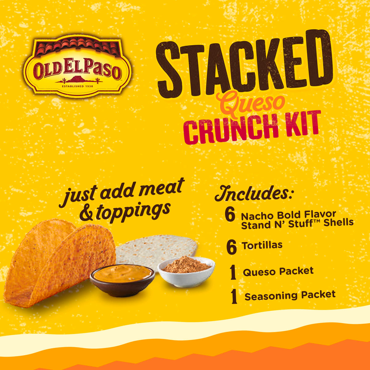Old El Paso Stacked Queso Crunch Taco Kit, 6-Count, 13.25 Oz.