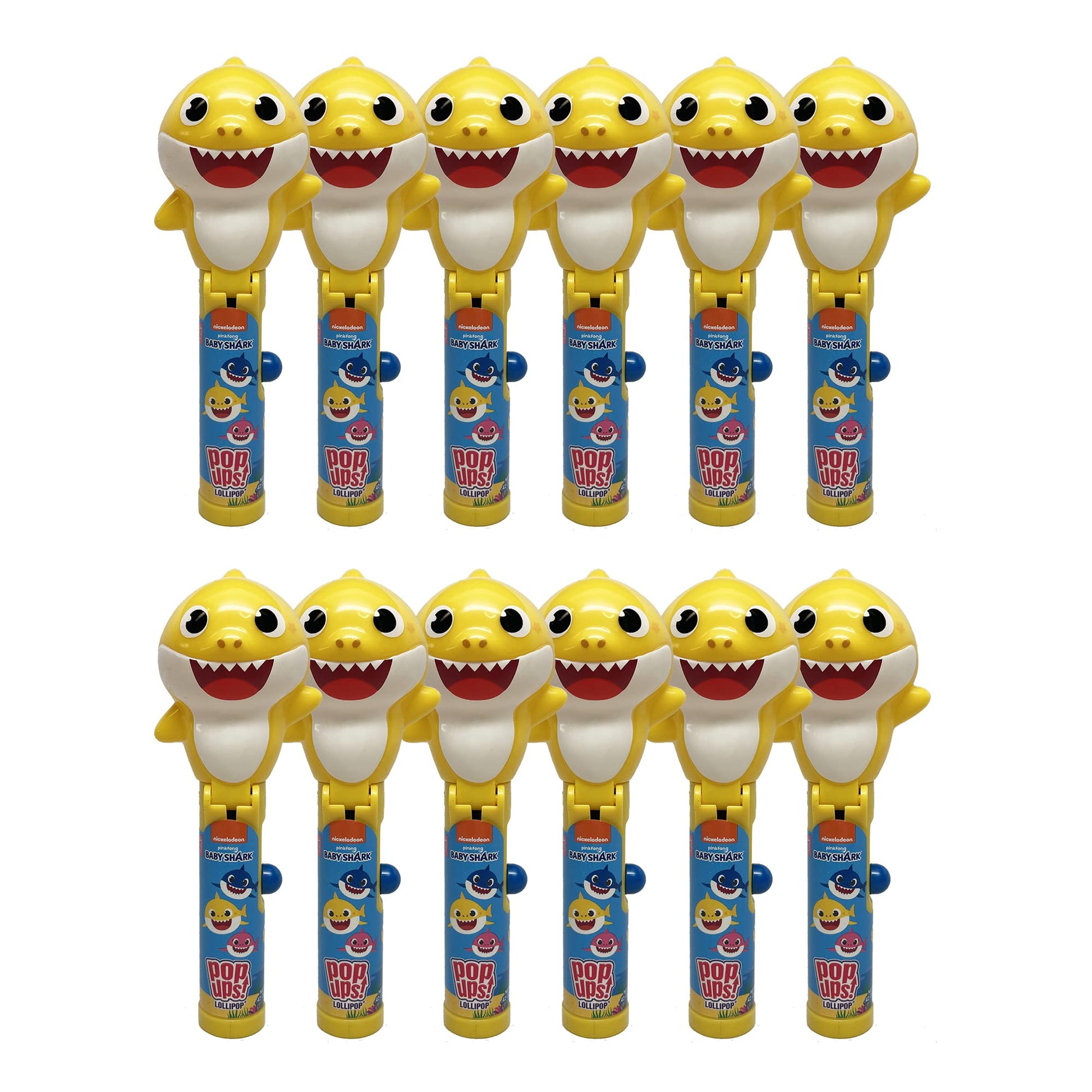 POPUPS! LOLLIPOP Baby Shark Lollipop Holder, 12 Count, Multicolor, Collectible Toy for Parties, Goodie Bags, and Prizes