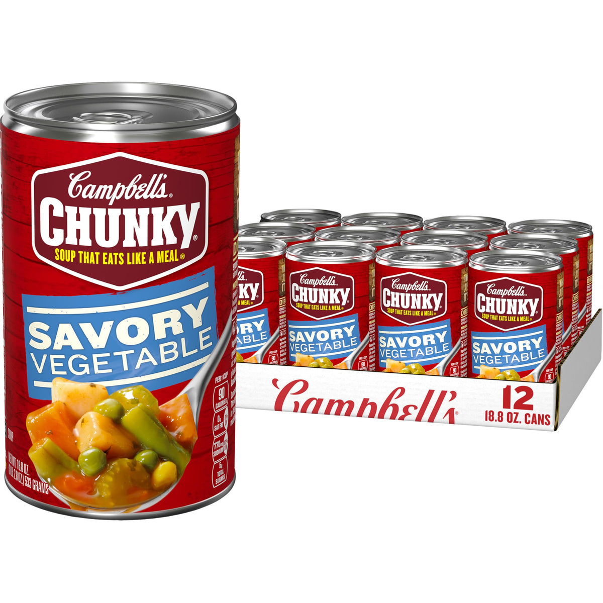 Campbells Chunky Soup, Savory Vegetable Soup, 18.8 Oz Can (Case of 12)