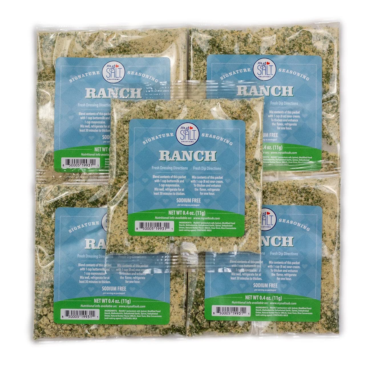 Mysalt Ranch Dressing Mix – 3 Pack – Sodium-Free Restaurant-Style Ranch Seasoning Packets – Just Add Buttermilk & Mayo – Low Sodium Dip Or Dressing