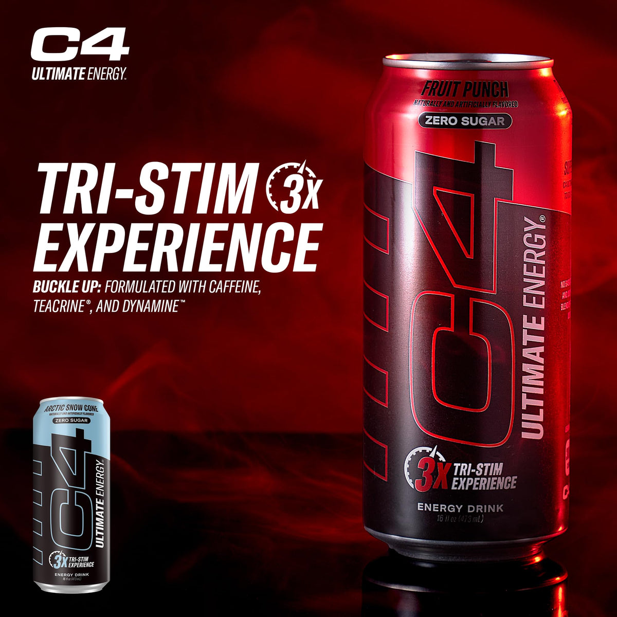 Cellucor C4 Ultimate Sugar Free Energy Drink | Arctic Snow Cone | 16 Fl Oz (Pack of 12) | Model 110331