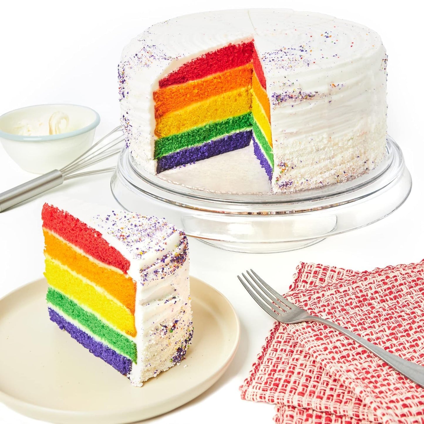 DAVIDS COOKIES Rainbow Layer Cake – Gourmet Dessert, Pre-Sliced 14 Pieces, 10, 115.2 Ounce