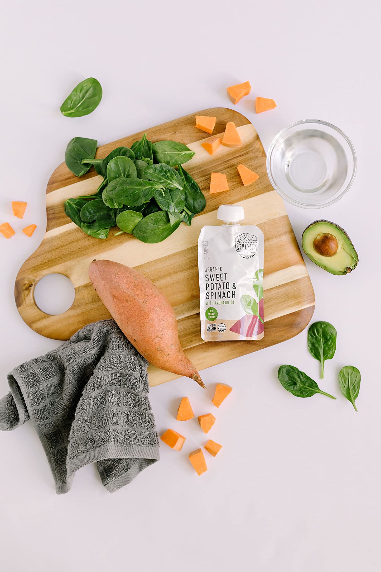 Serenity Kids 6+ Months Usda Organic Veggie Puree Baby Food Pouches - No Added Sugar Or Fruit & Bpa-Free & Allergen-Free - Sweet Potato & Spinach Baby Snacks - 3.5 Oz, 12 Pack