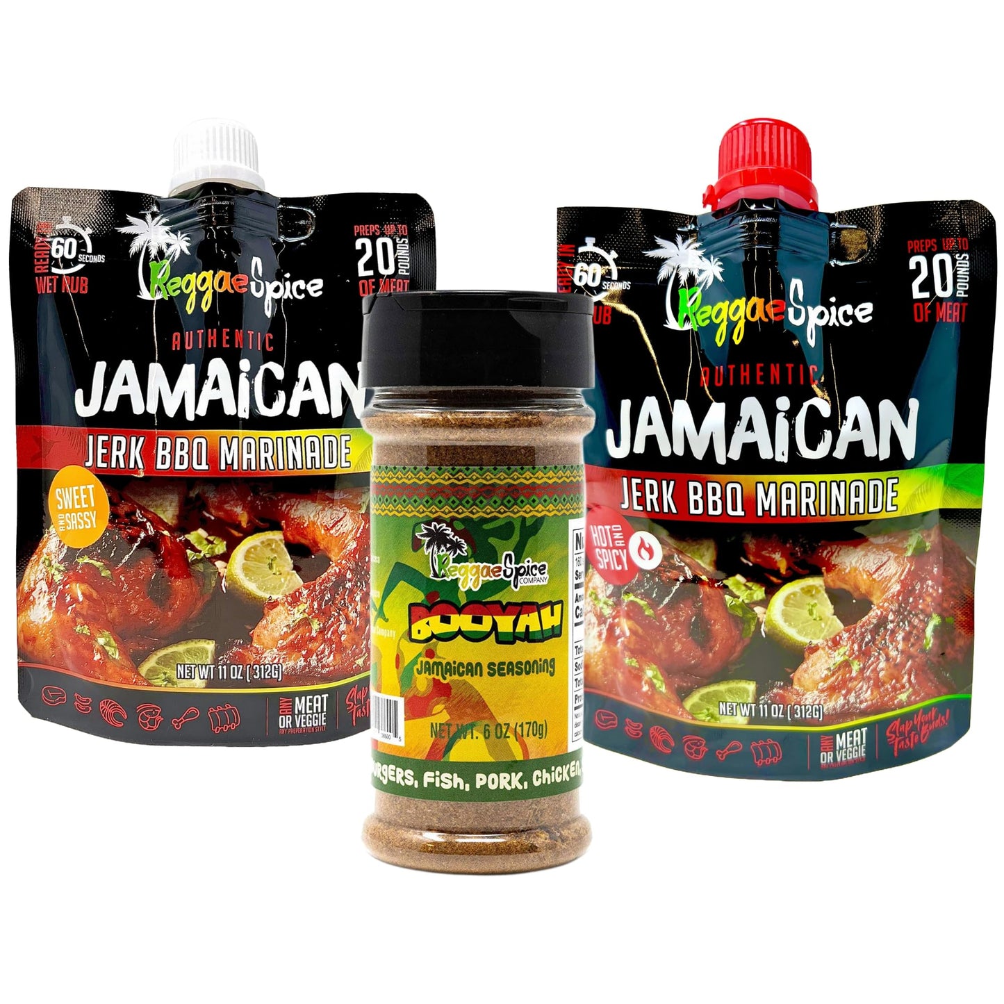 REGGAE SPICE Jamaican Jerk Seasoning Authentic Wet Rub Marinade Sauce - Perfect for Beef, Pork, Chicken, Seafood, and Vegetables