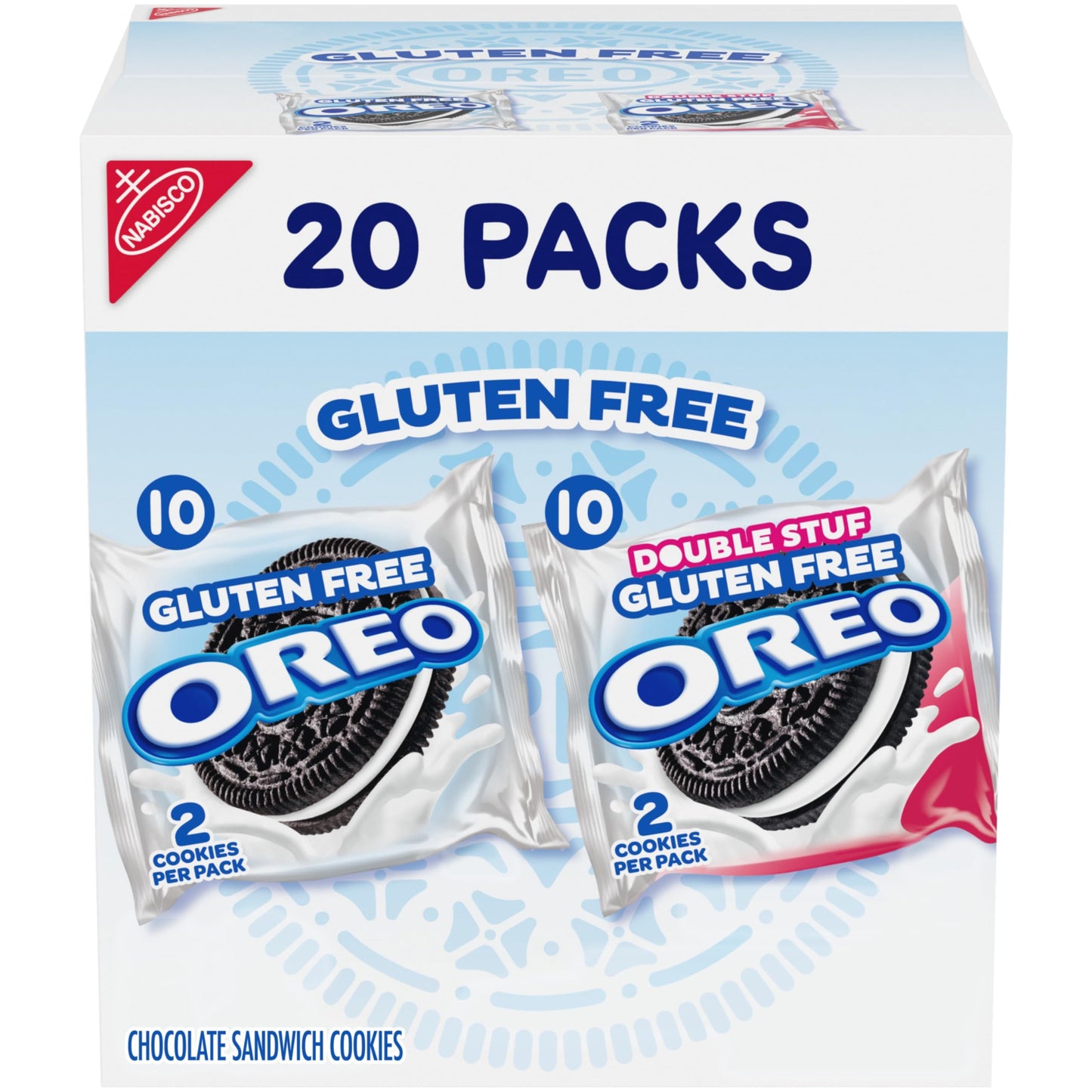 OREO Gluten Free Original & Double Stuf Chocolate Sandwich Cookies Variety Pack, Gluten Free Cookies, 20 Snack Packs (2 Cookies 