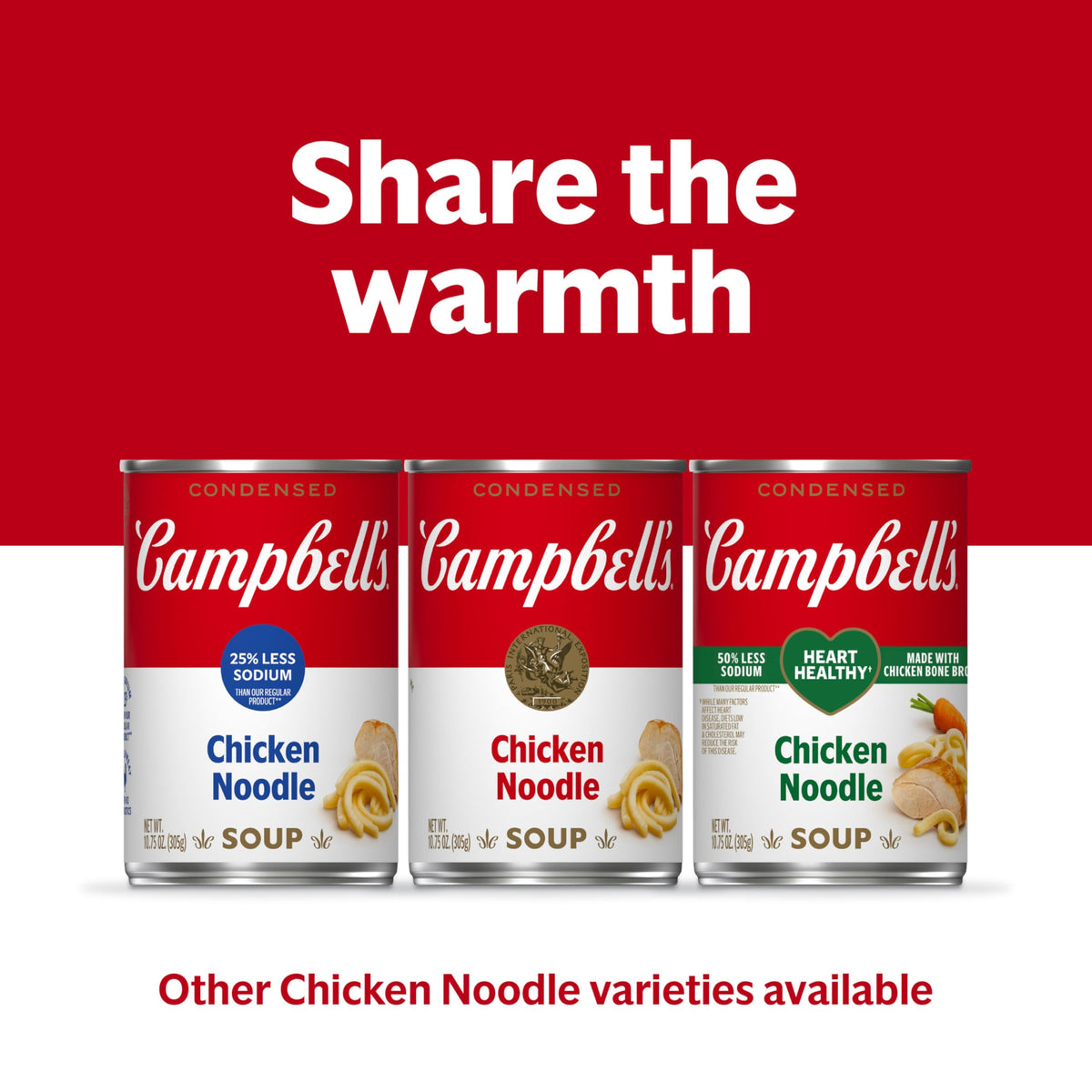 Campbells Condensed 25% Less Sodium Chicken Noodle Soup, 10.75 oz Can (24 Pack)
